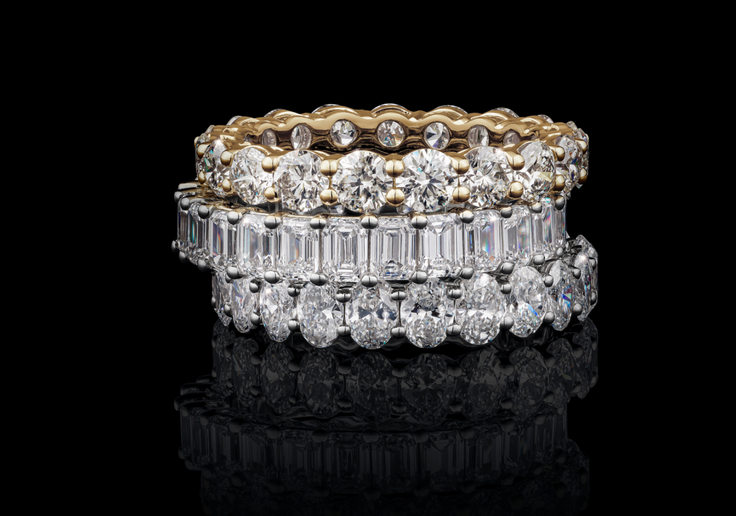 diamond eternity band stacked