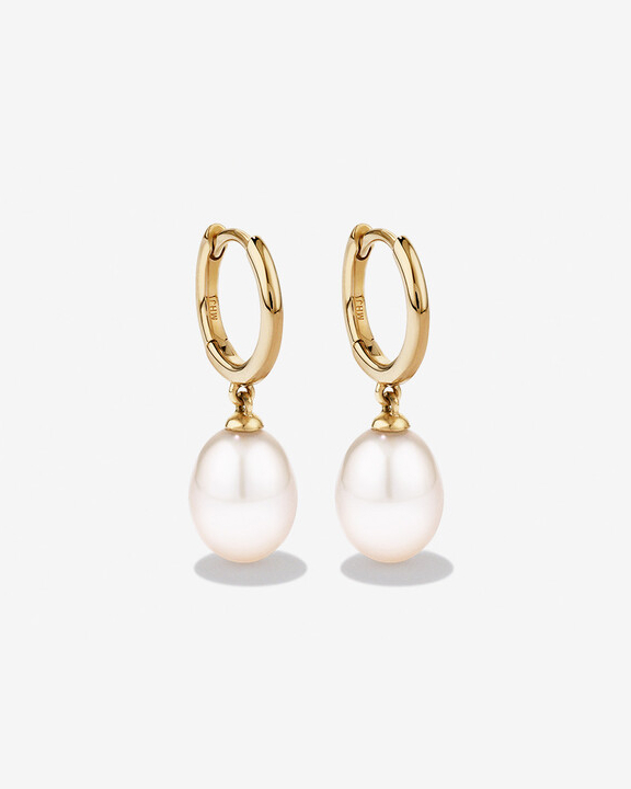 yellow gold pearl drop earrings