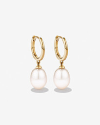 yellow gold pearl drop earrings