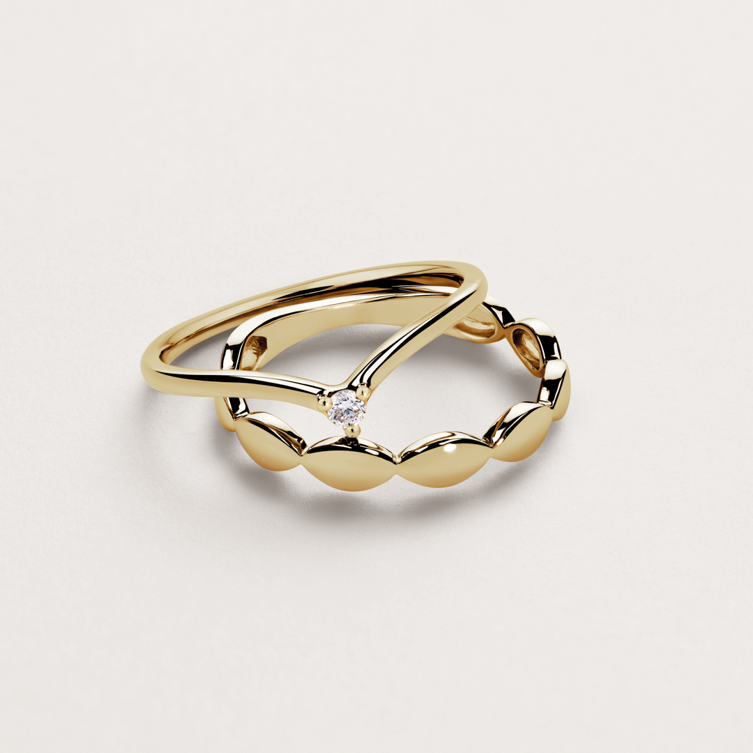 Flatlay of three stackable rings