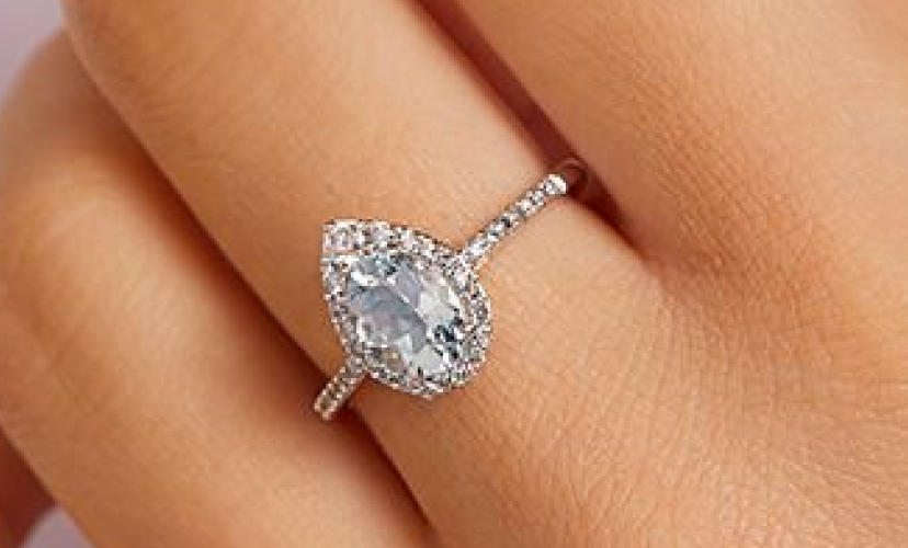 Cushion cut aquamarine engagement ring with diamond halo 18k white gold in  stock