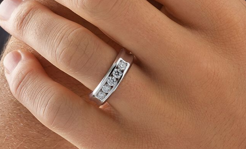 14K White Gold Mens Wedding Band 2 Carat Natural Round Diamond Ring 6 mm  Width | eBay