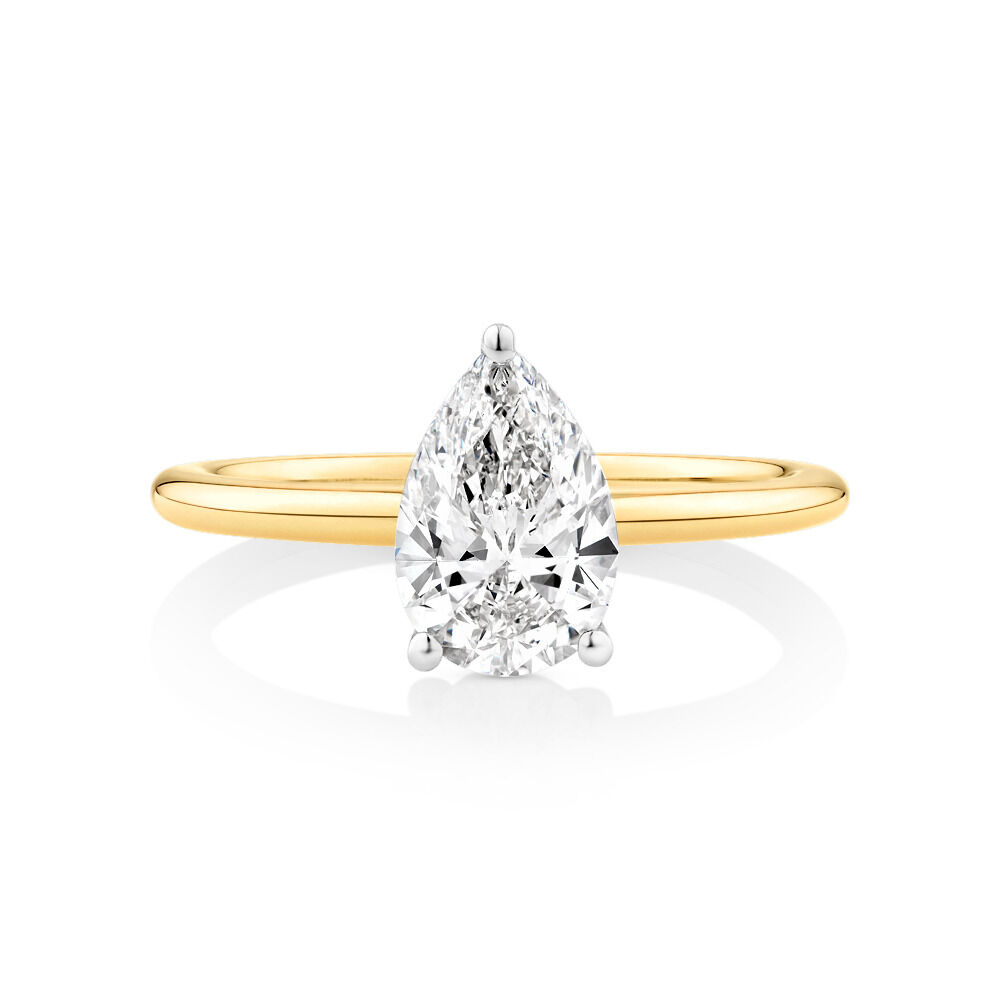 White Gold Pear Cut Diamond Engagement Ring