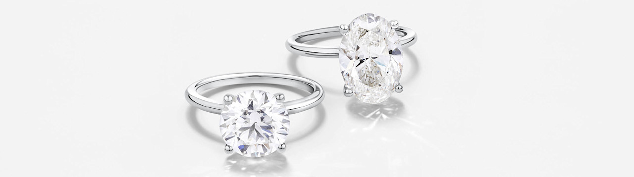 lab diamond oval and round brilliant rings