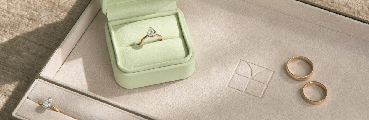 Flatlay of a Solitaire engagement ring