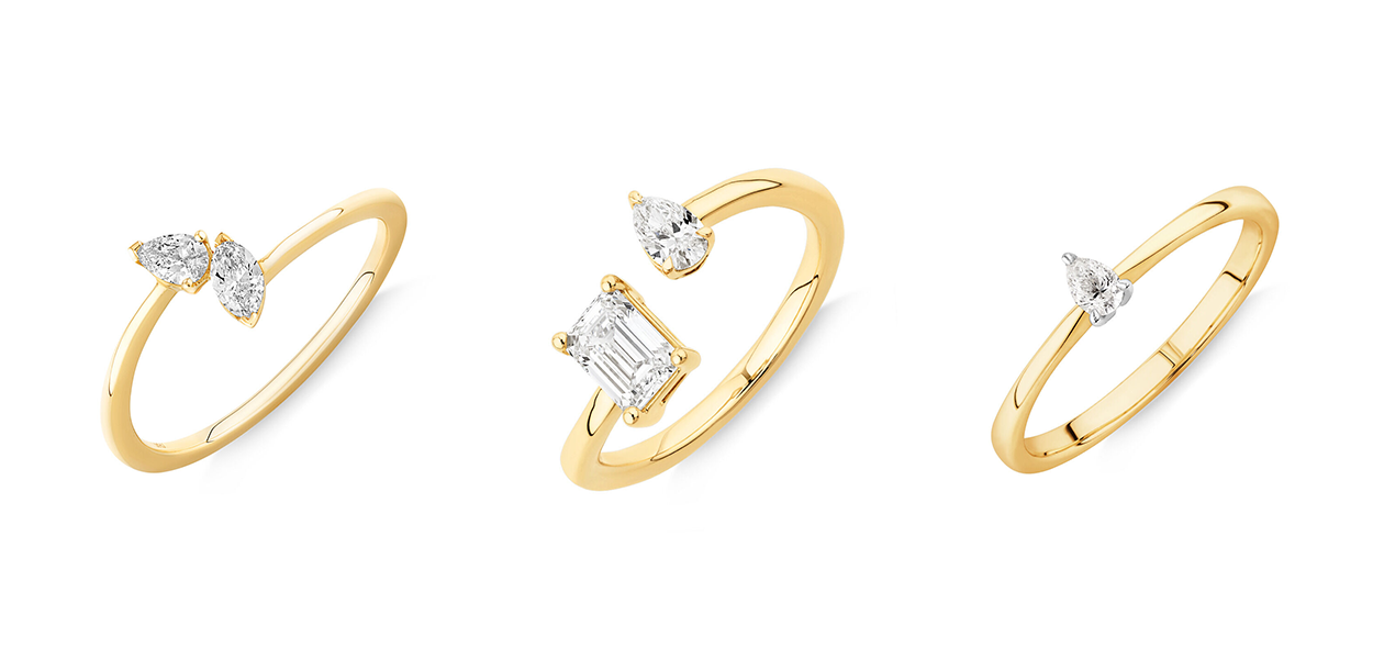 Bagues de fiançailles uniques en diamant en or jaune