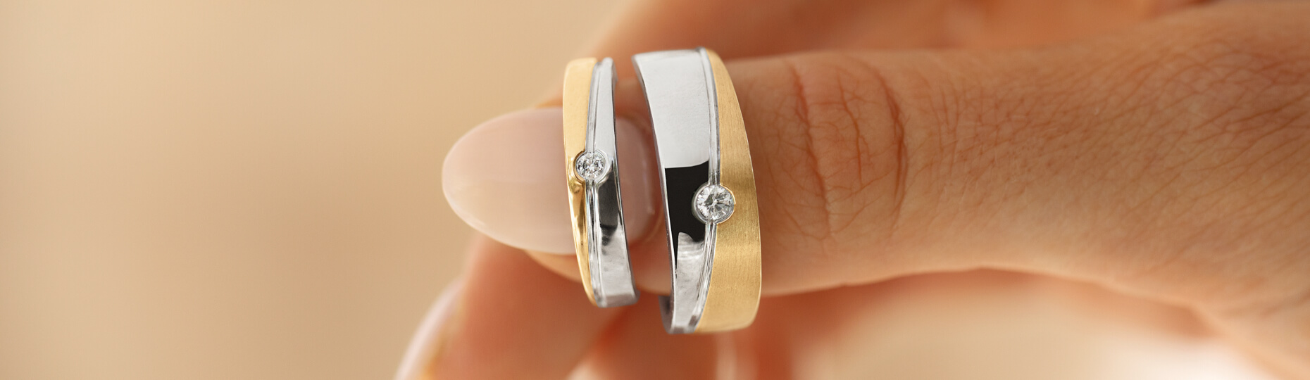 Designer Unisex Platinum & Rose Gold Couple Rings JL PT 1150