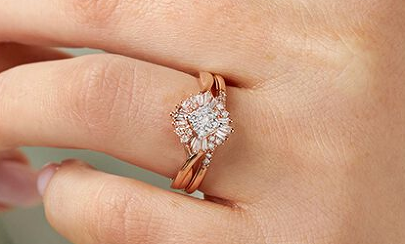Elegant 1 Carat - Square Cut Diamond - Twisted Band - Pave - Double Halo Engagement  Ring - 10K White Gold - Walmart.com