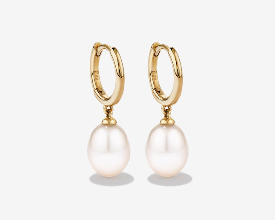 pearl drop yellow gold earrings