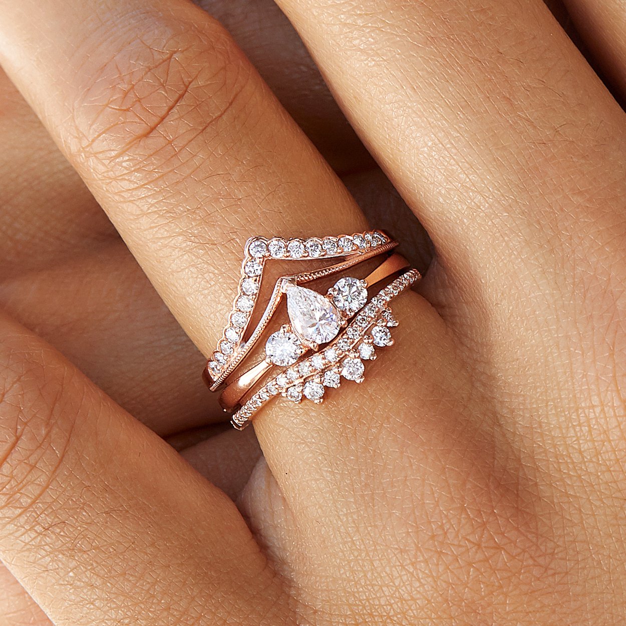 5 Stone Graduated Diamond Ring Solid Gold Wedding Ring - Etsy