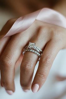 Bridal diamond set on left hand wedding finger