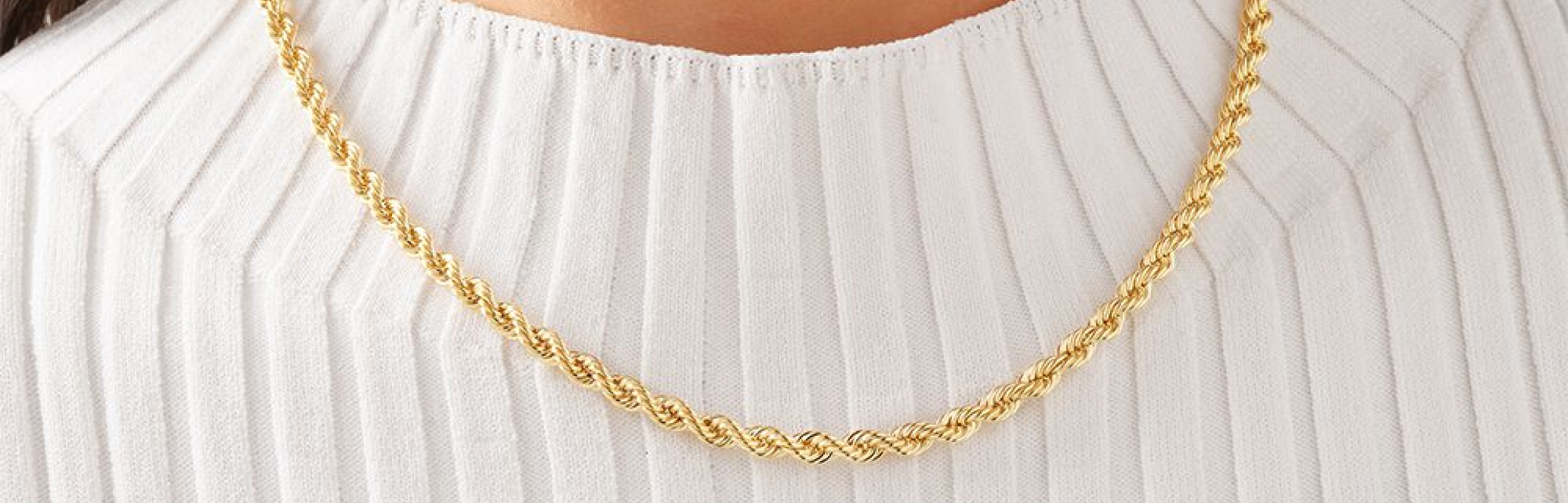 chunky gold choker rope chain necklace on woman