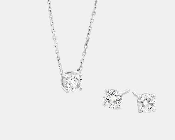 lab diamond necklace and earrings set