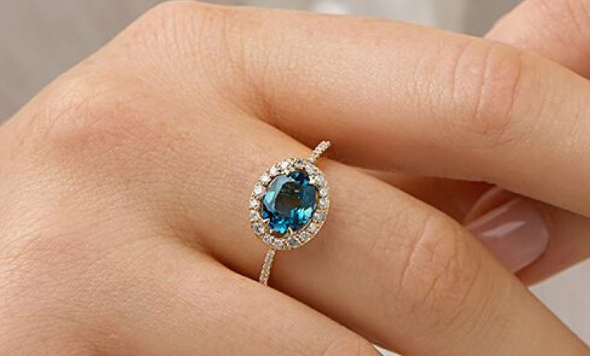 Three Stone Blue Sapphire and Diamond Ring | Mansi Jewelry