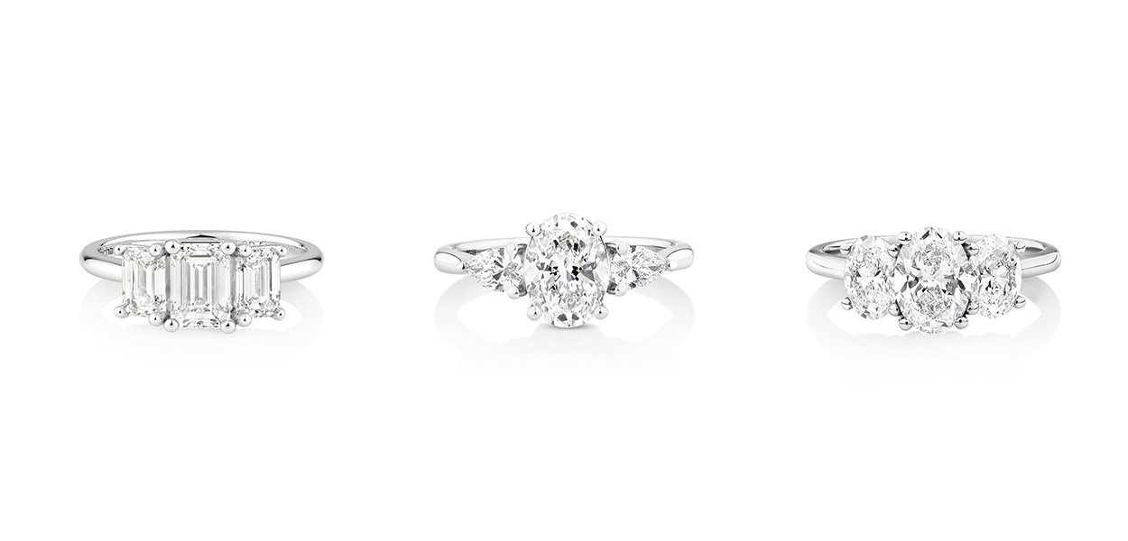 white gold three stone diamond engagement rings 