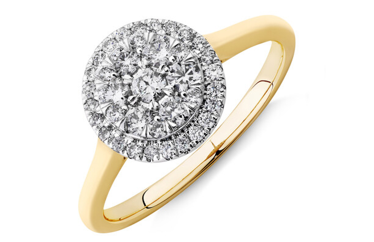 yellow gold round cluster engagement ring style
