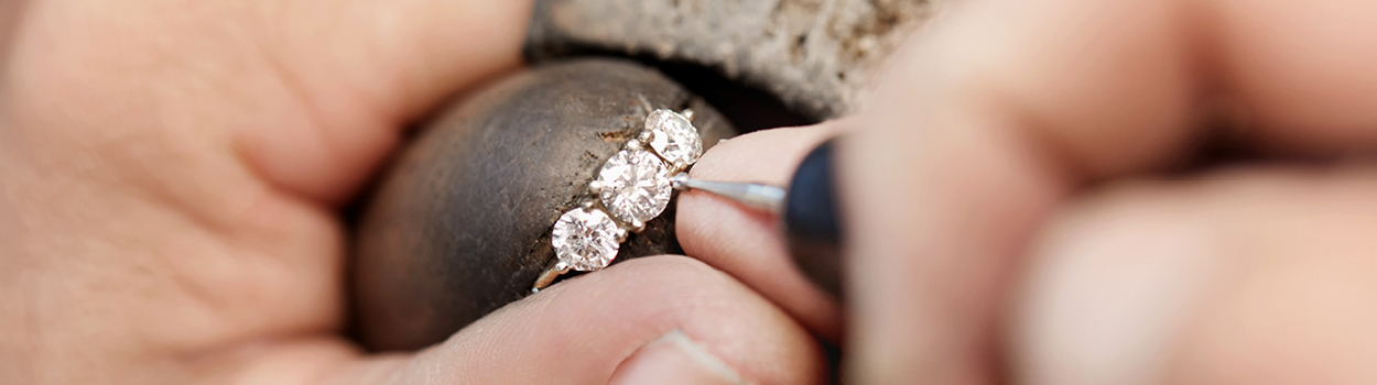 Three stone ring being crafted