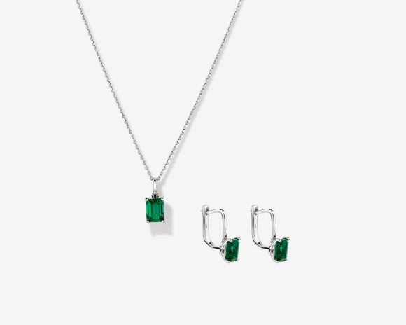 emerald necklace earring set