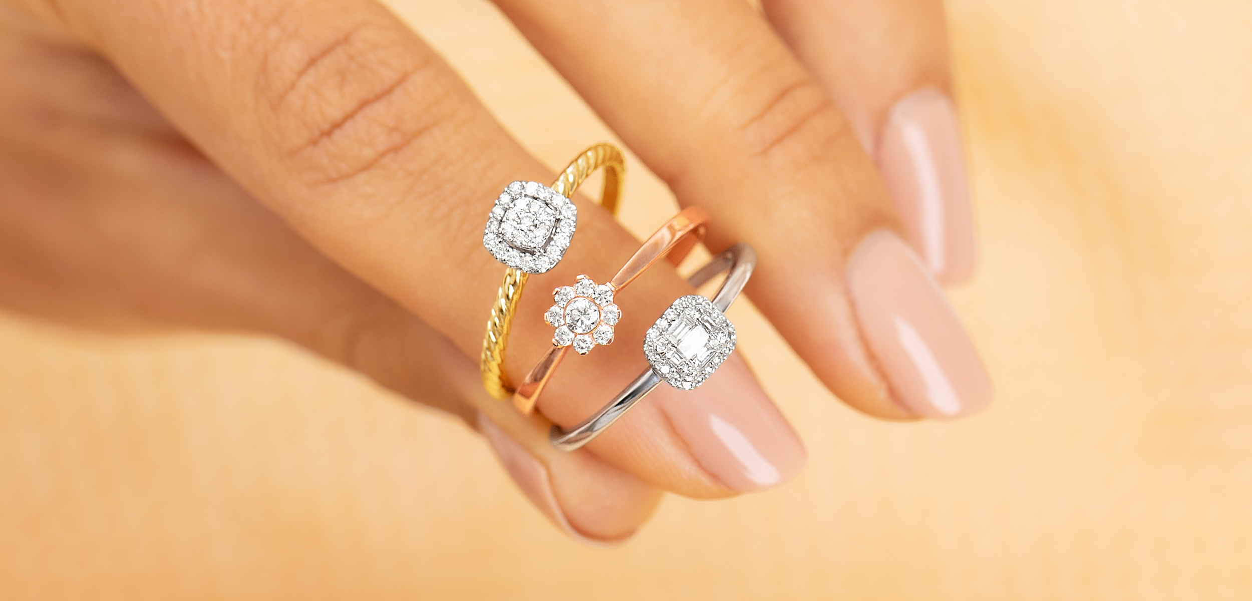 Close up of Three Promise Rings