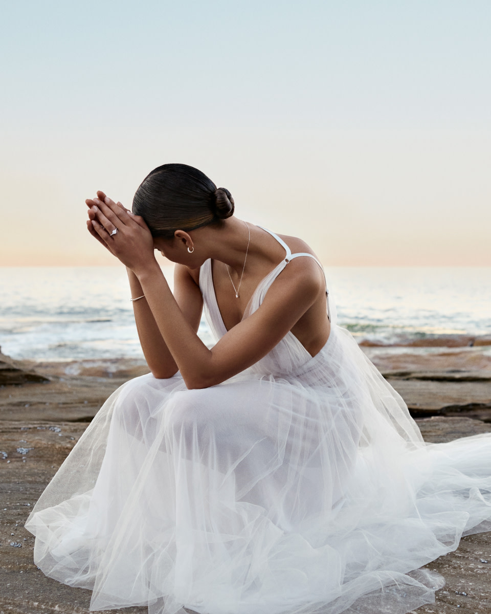 Bride wearing an engagement ring