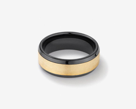 Men's Black and Gold Wedding Ring