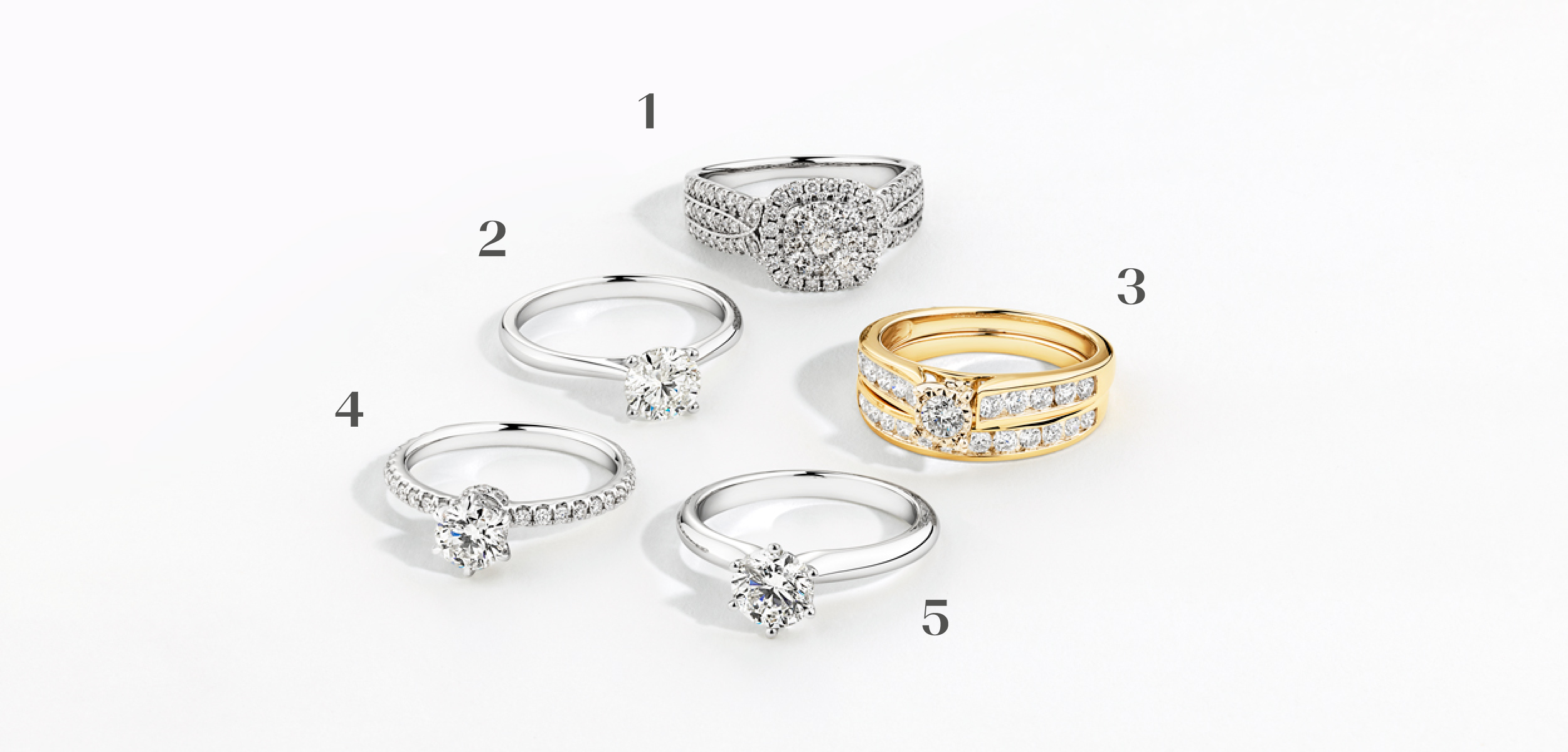 Flatlay of top engagement rings for 2021