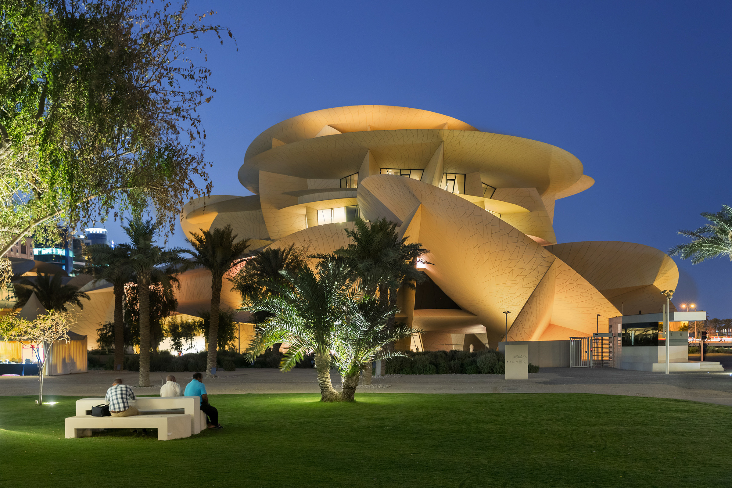 Building with park space