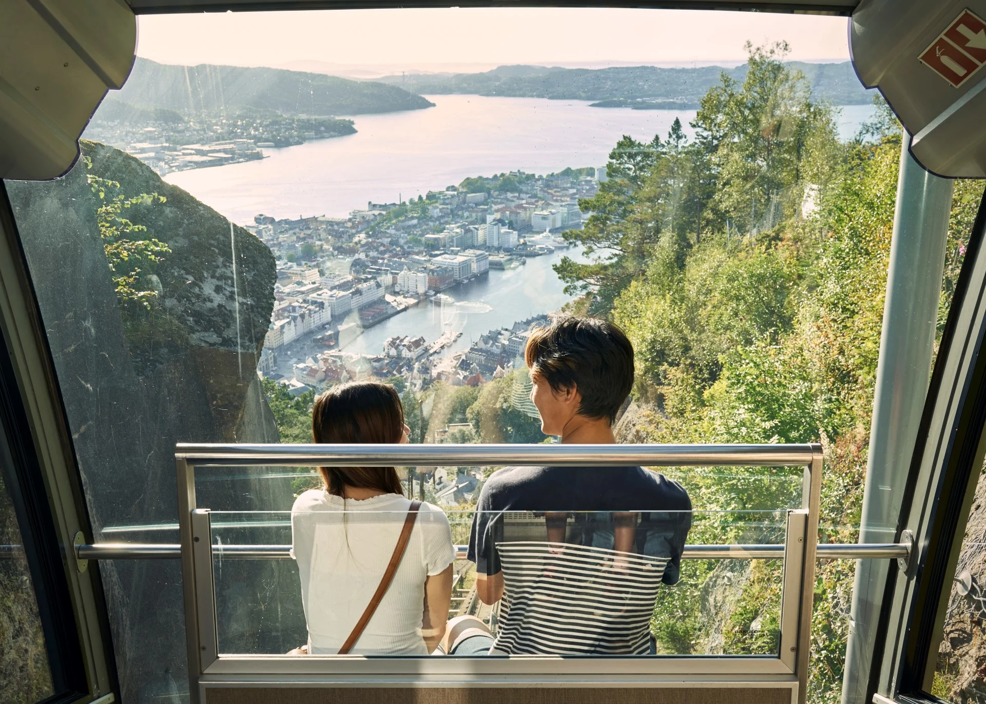 Fløibanen, the mountain cable car in Bergen, Norway.