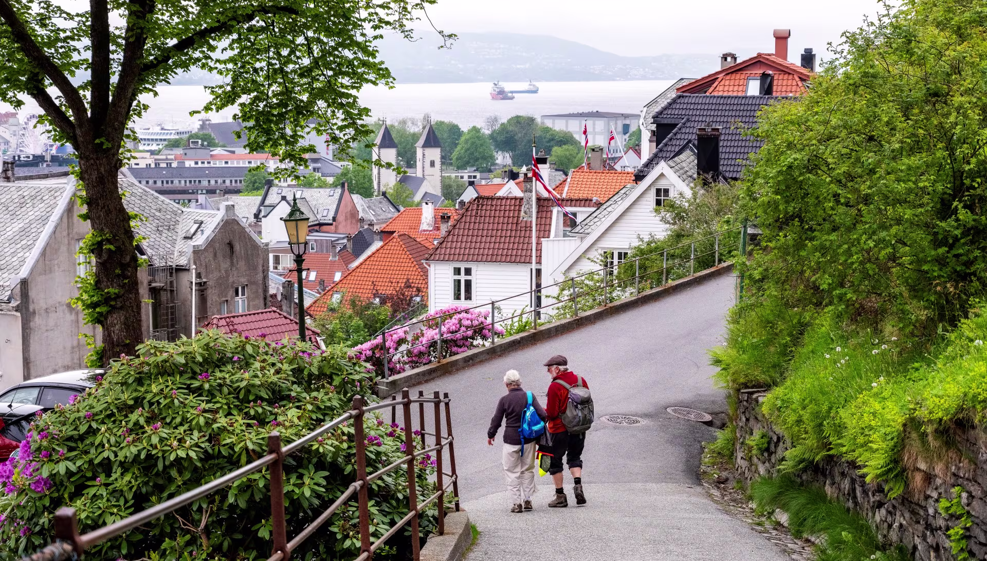 Hiking in the hills in the countryside of Bergen, Norway.
