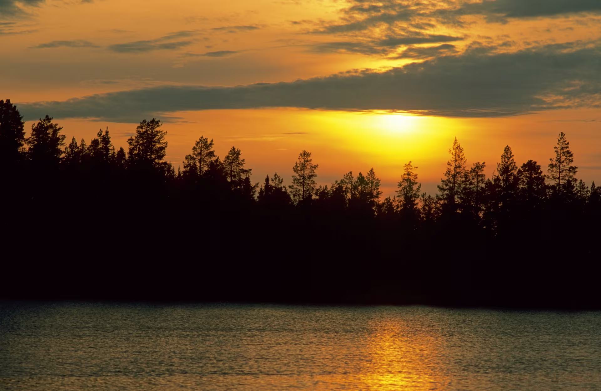 Midnight sun in the Finnish Laplands