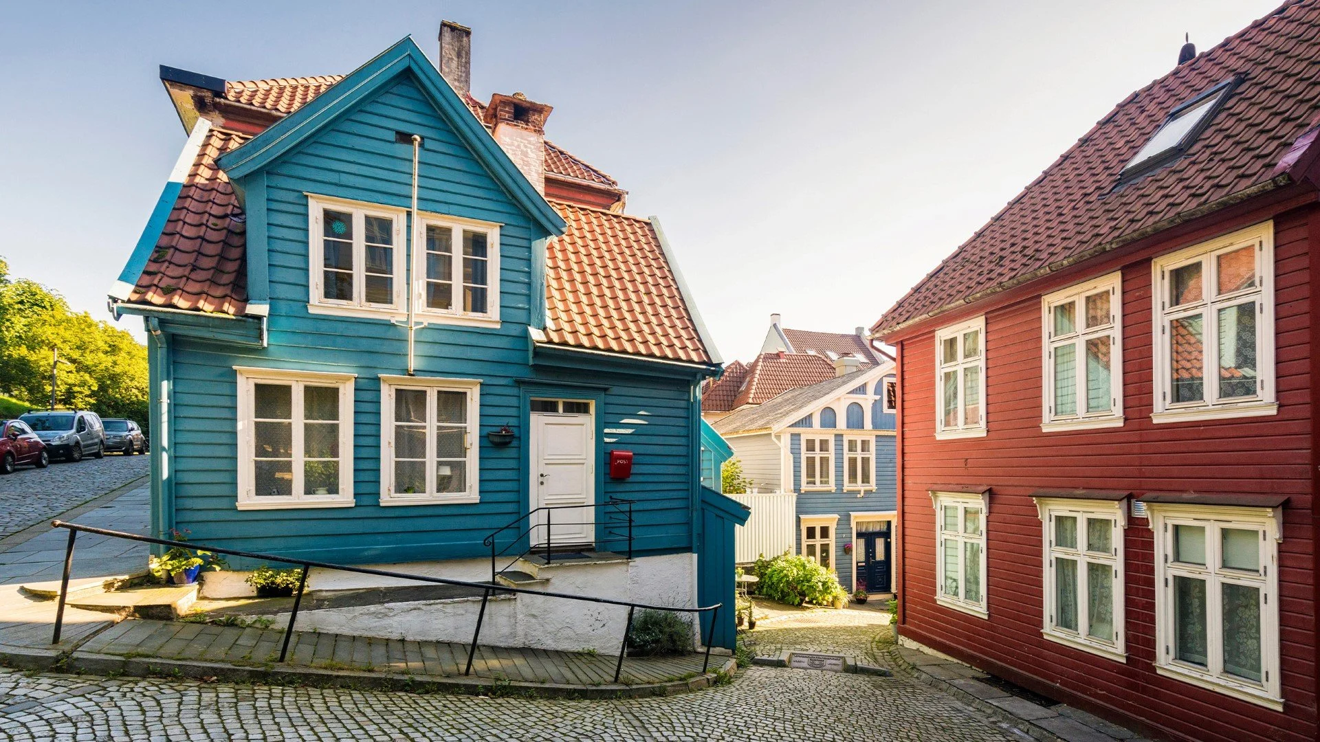 The old town in Bergen with painted wooden houses