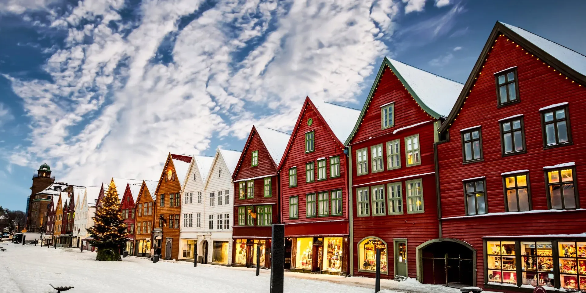 Bryggen in der Bergen in der Weihnachtszeit