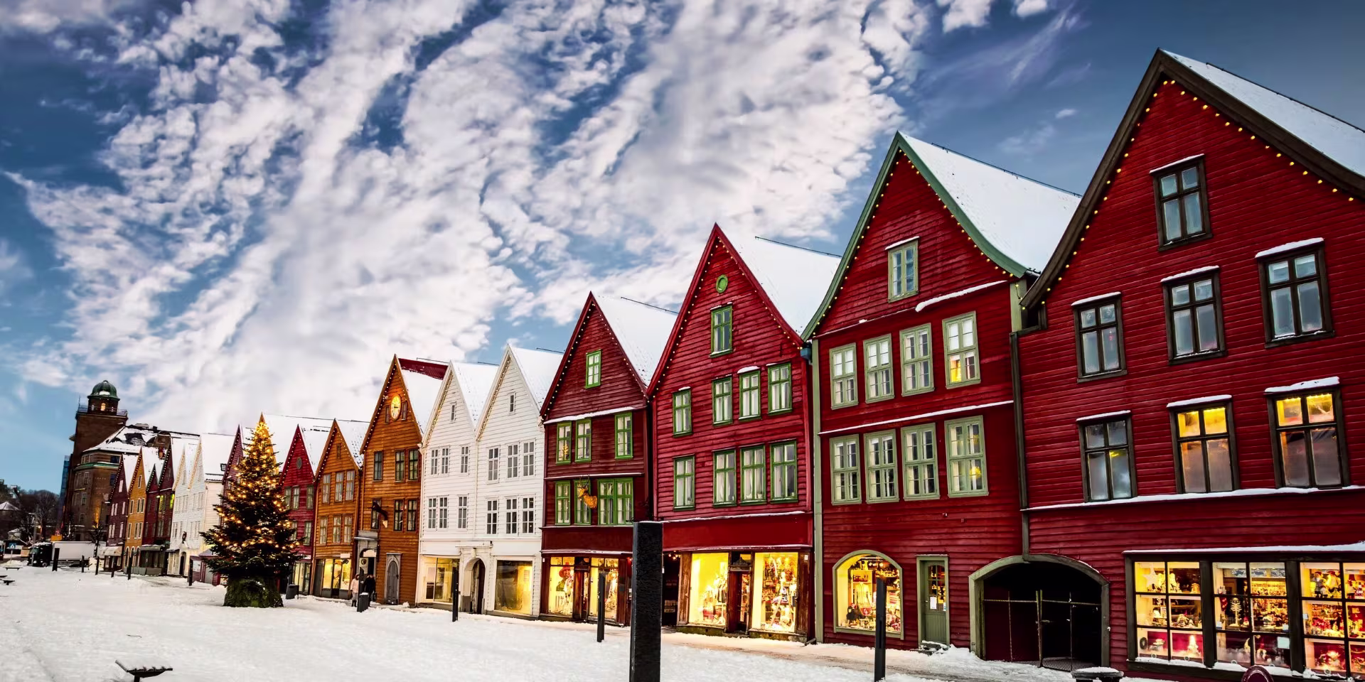Bryggen in der Bergen in der Weihnachtszeit