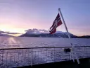 Le drapeau norvégien sur le MS Trollfjord