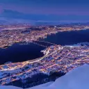 Polar Night over the Arctic city of Tromsø in Norway