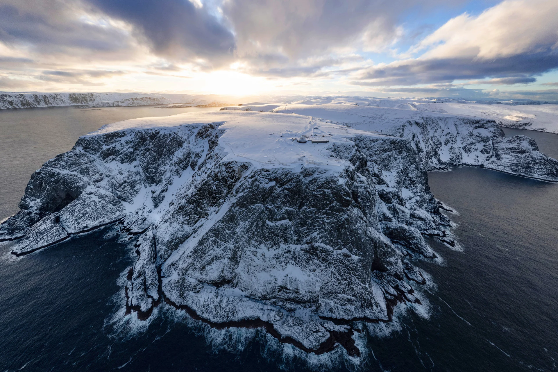Stand at the North Cape, western Europe's northernmost point