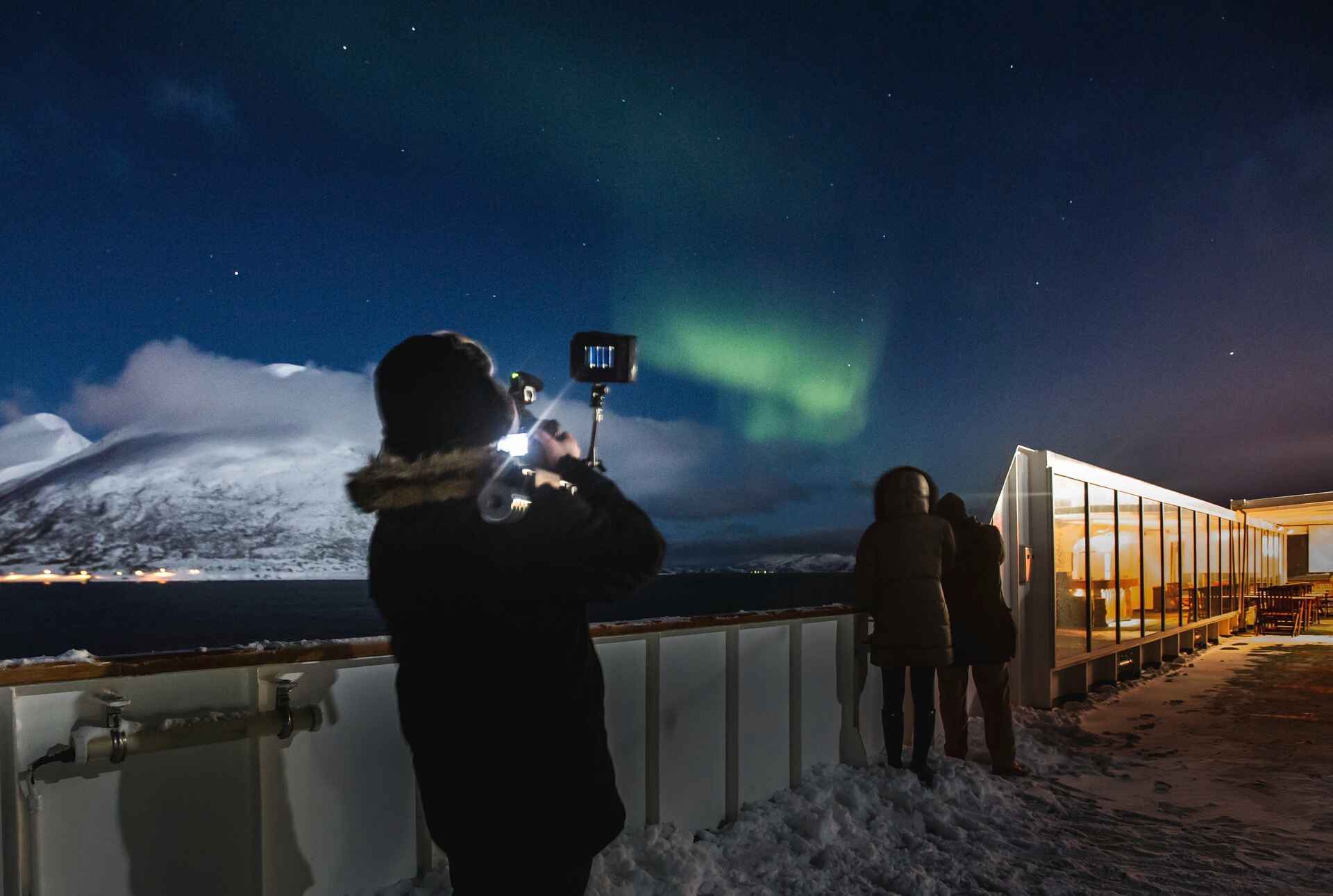 Northern Lights on deck Tromso Norway HGR 11233 1920