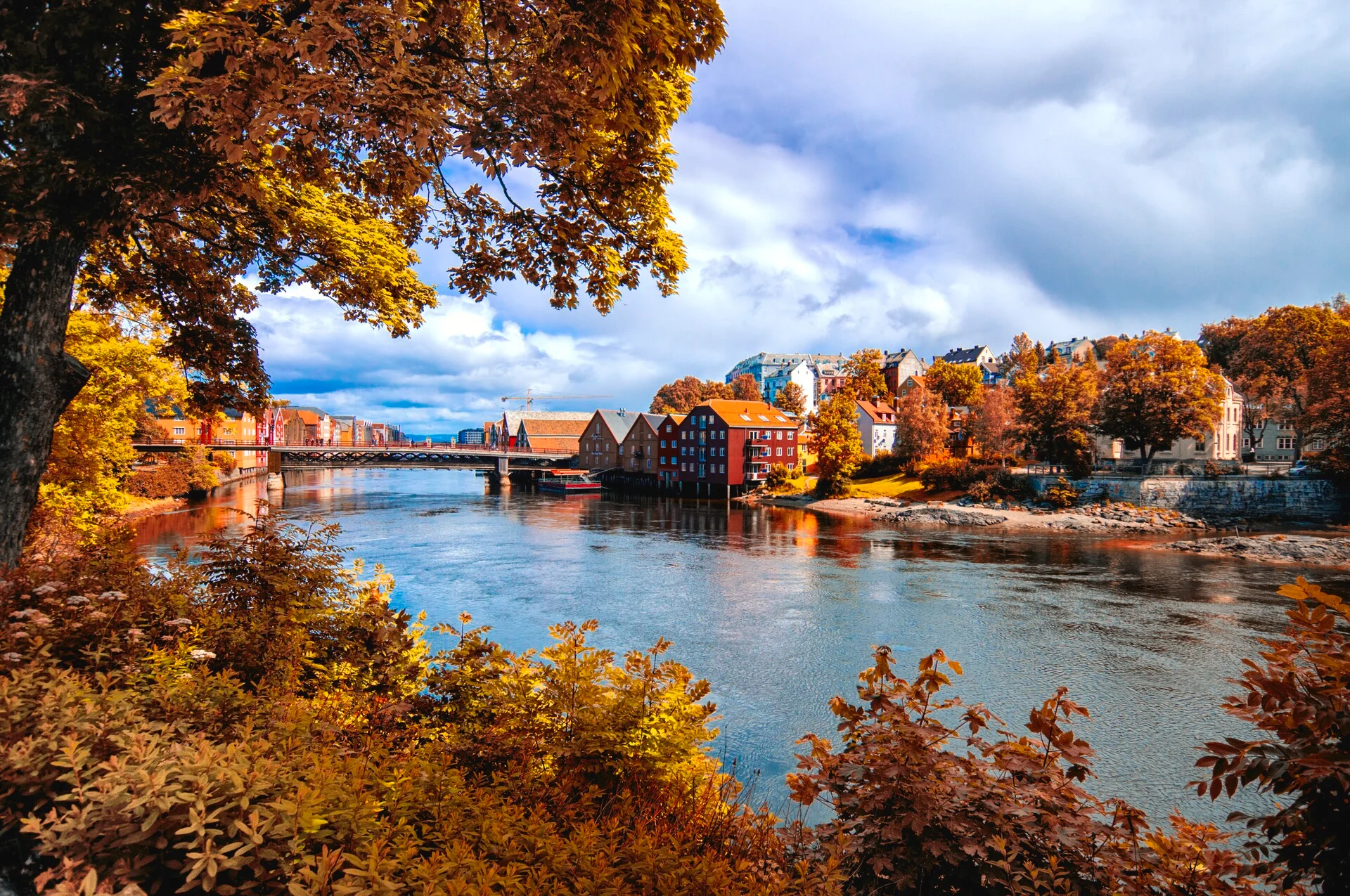 The port city of Trondheim in autumn