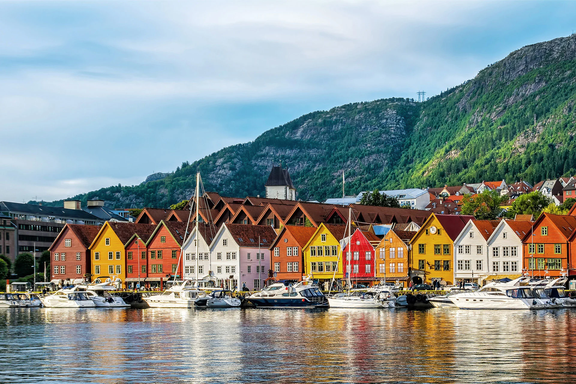 The colorful wooden wharfs in Bryggen, Bergen