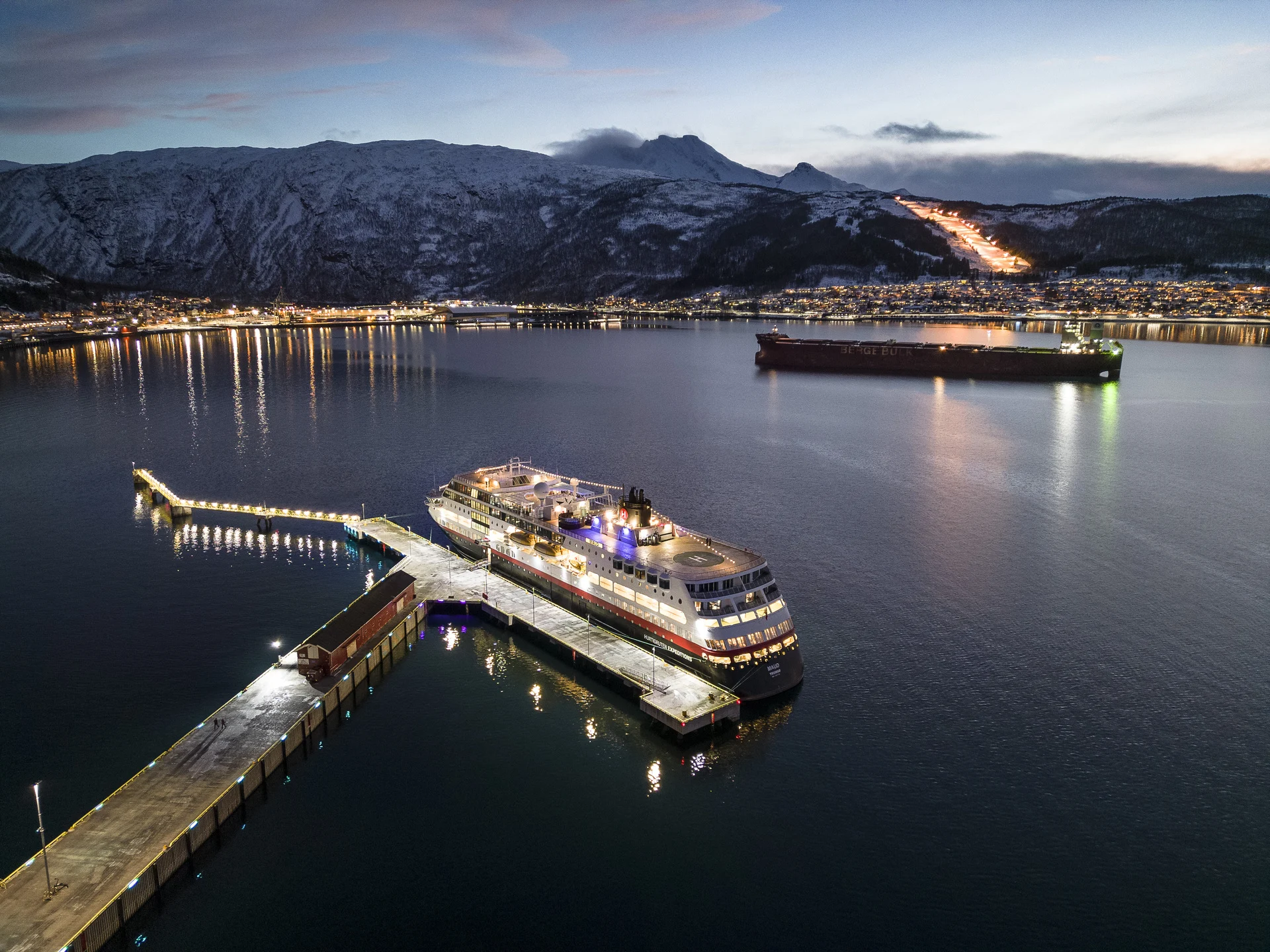 Hurtigruten cruise ship in Narvik port