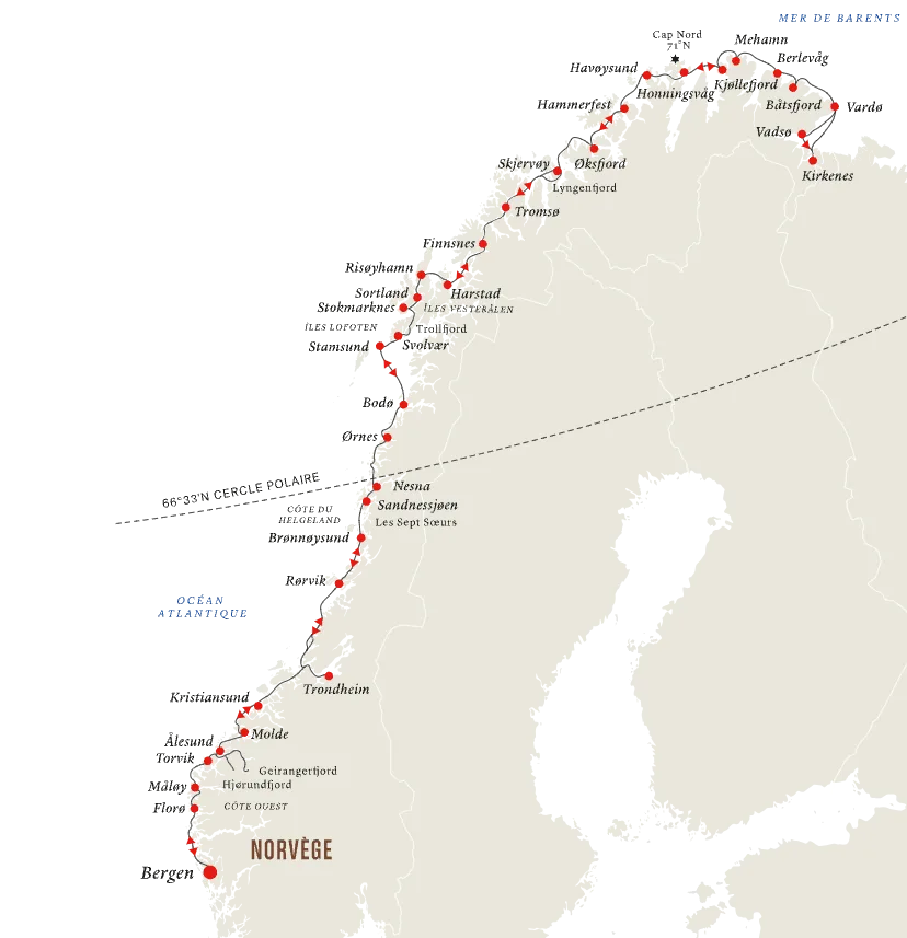 Depuis Bergen | Croisière de 12 jours | L’Express côtier de Norvège | Hurtigruten FR