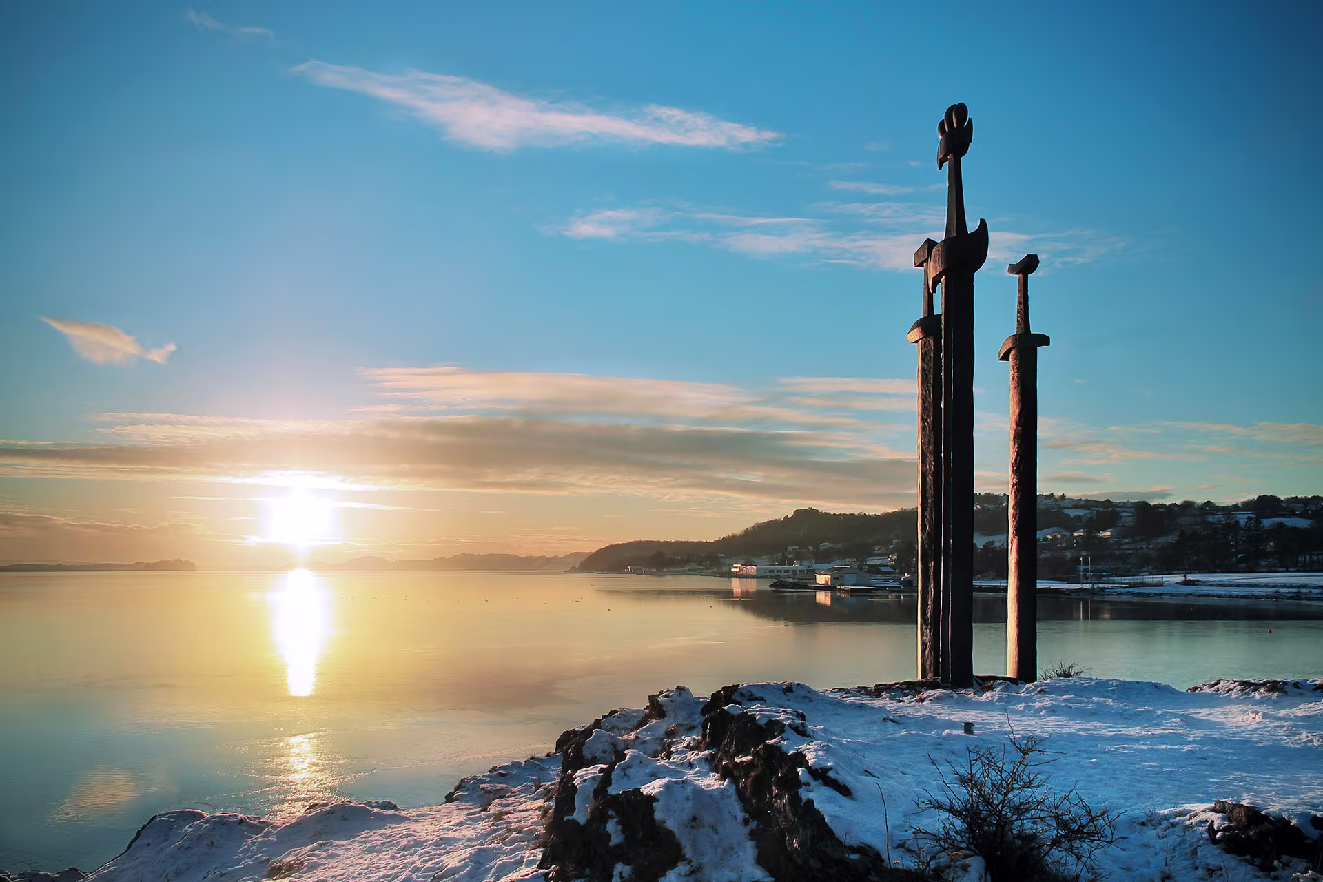 Three Swords in the Rock is a memorial to the Battle of Hafrsfjord in Stavanger