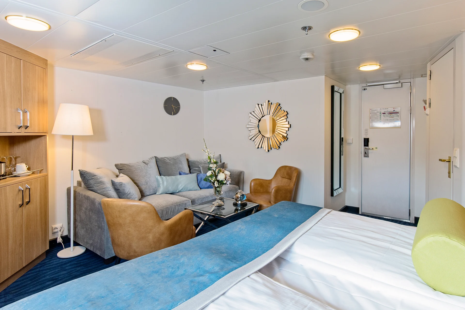 MS Polarlys Expedition Suite Q4 View of Lounge from Bed
