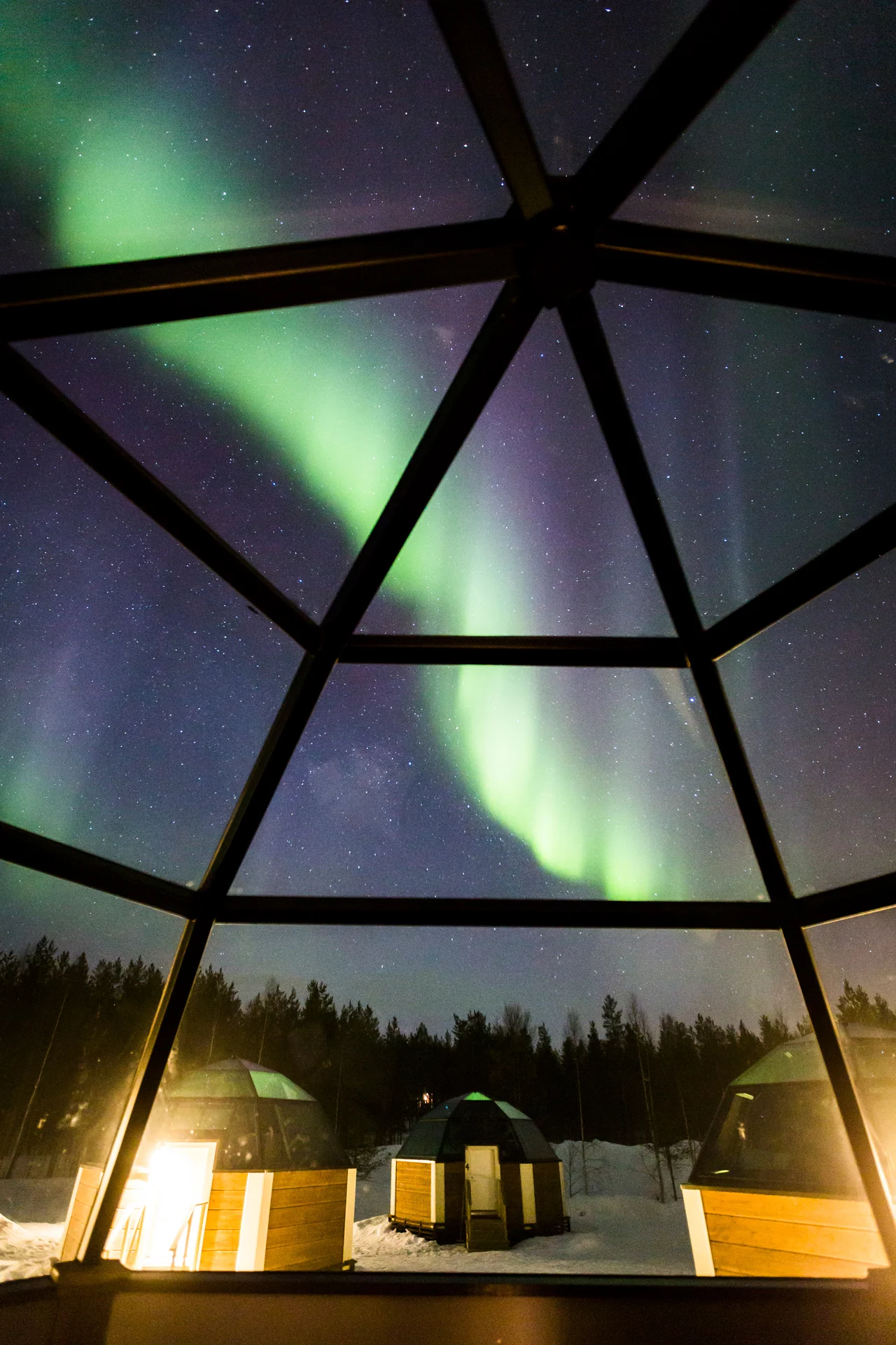 Glass-Igloos-at-Arctic-SnowHotel glass-roof-Lehtojarvi-Circle-Rovaniemi-Lapland-Finland 2x3