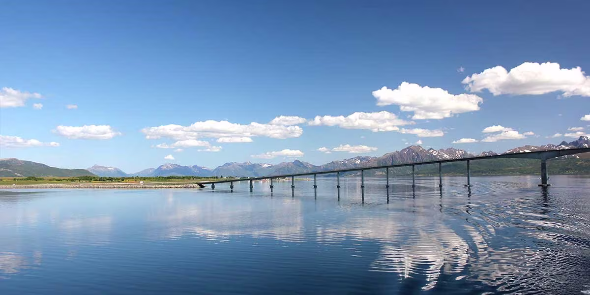 A bridge over a body of water