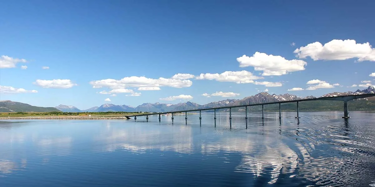 A bridge over a body of water