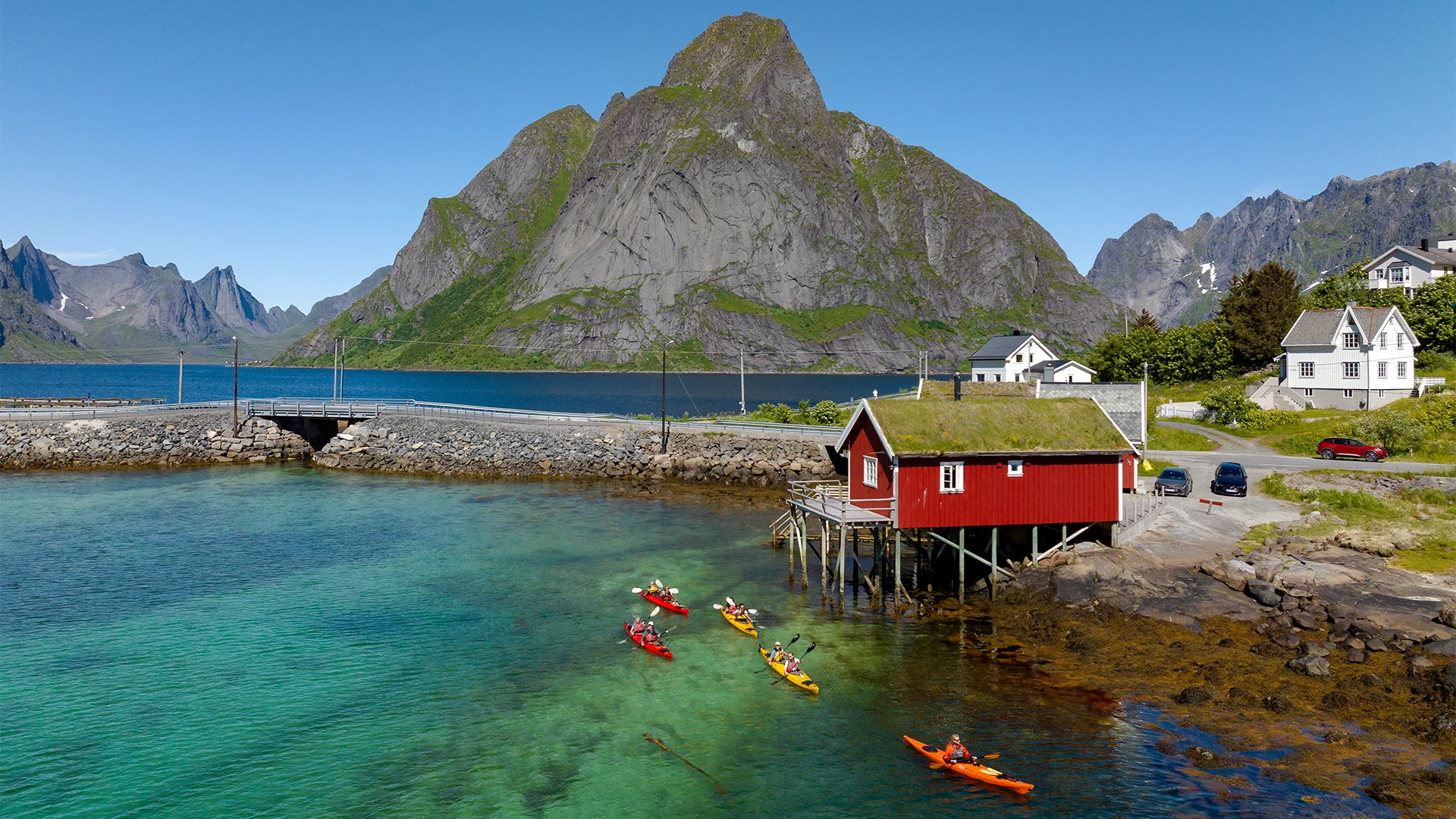 2024.06.16 - Kayaking in Reine, Lofoten, drone - 02 - Espen Mills 1920x1080
