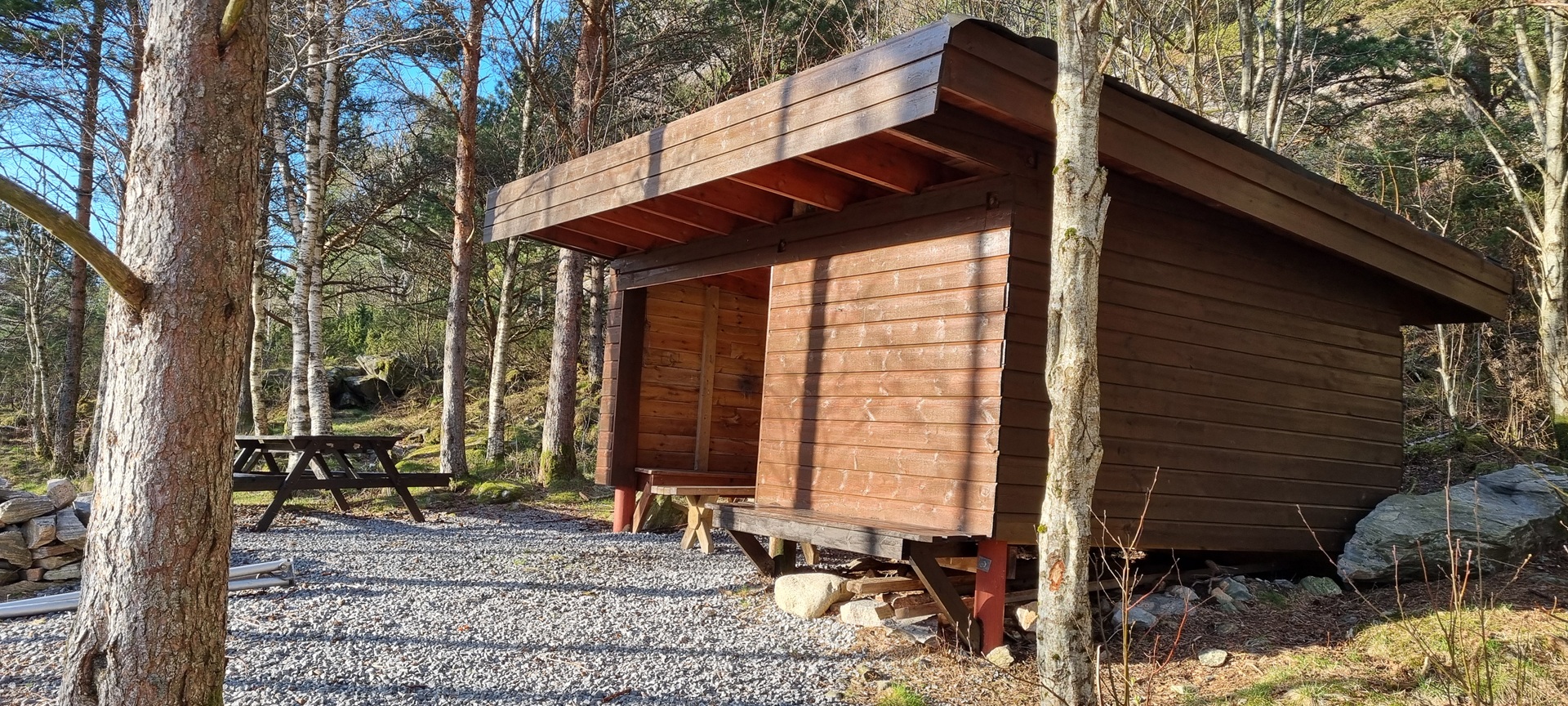 gapahuk-traditional-lean-to-shelter-forest-daytime-blue-sky