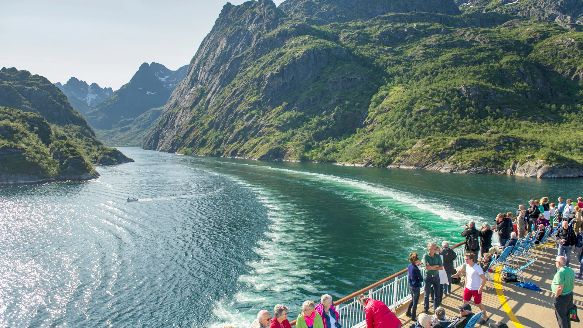 Passengers on deck Trollfjorden Norway