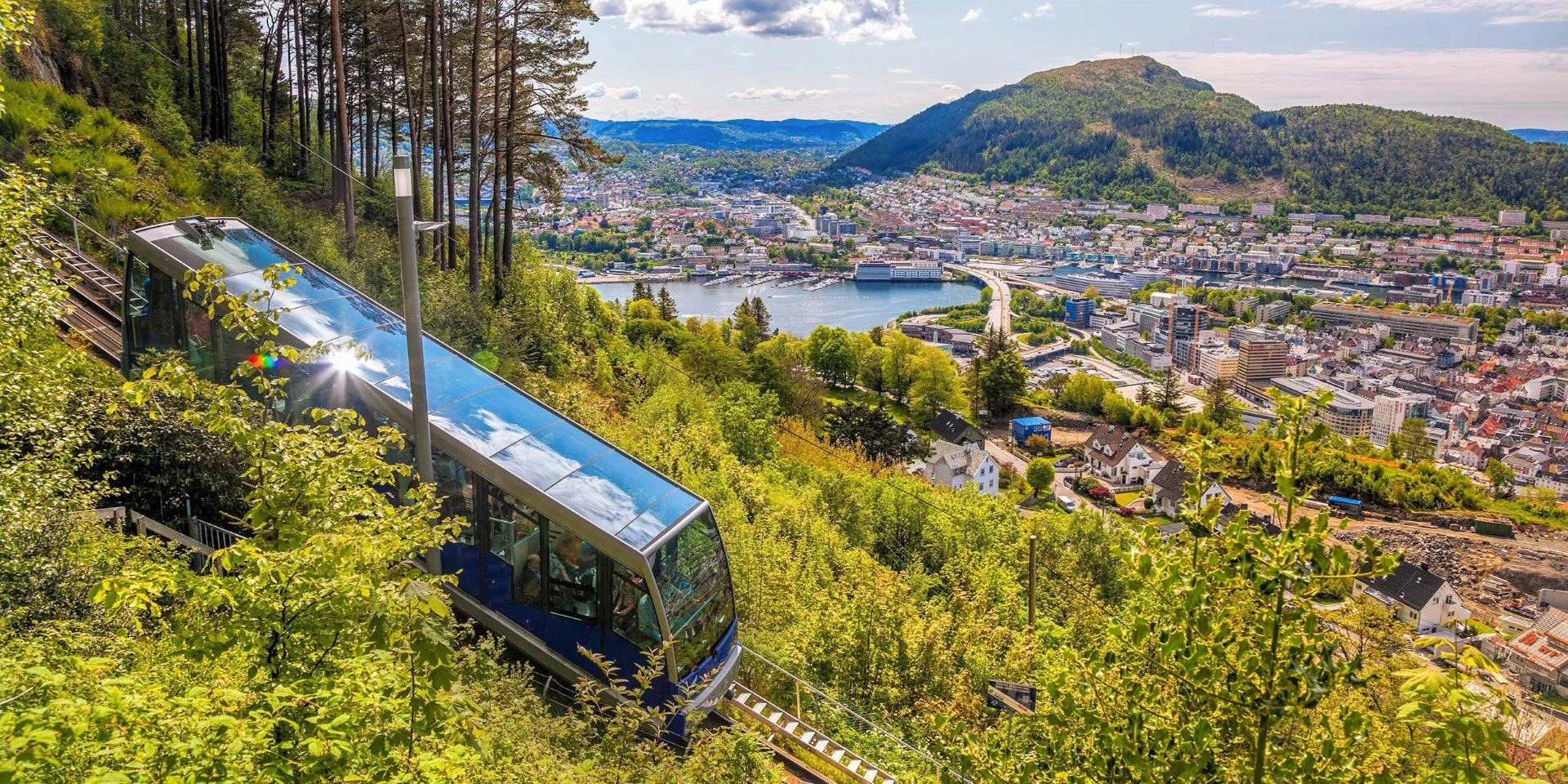 Visitors to Bergen shouldn't miss a funicular ride up Mount Fløyen